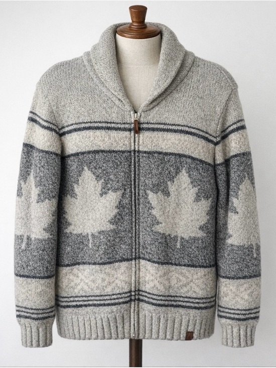 Canadiana Other - Nordic Men’s Zip Cardigan Sweater Gray XXL Canadian Cozy Outdoor Granola Vibe